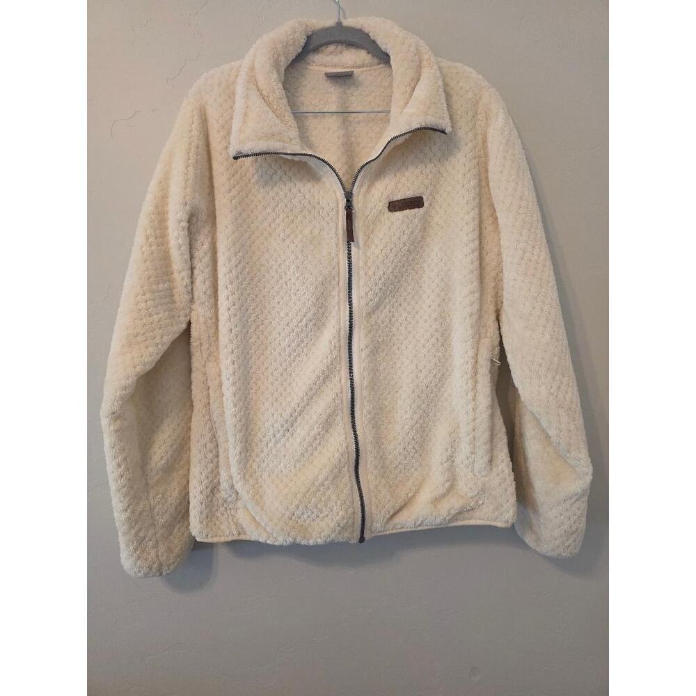 Columbia Sherpa Fleece Jacket Cream Full Zip Cozy Teddy XL